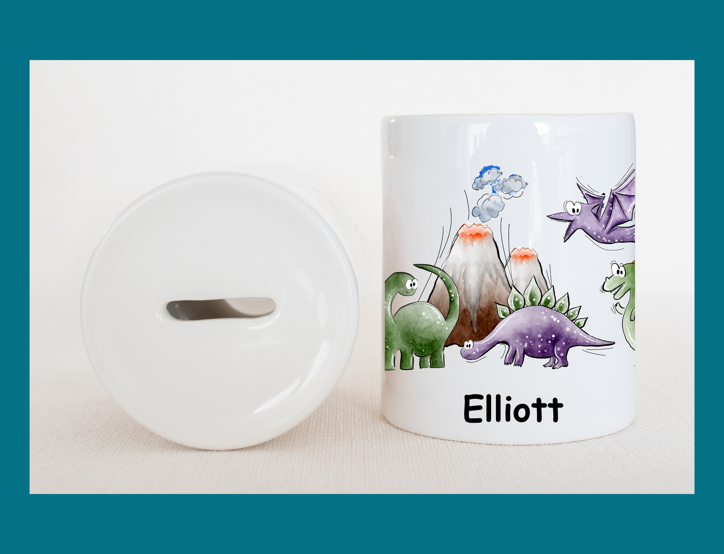 Dinosaur Personalised Money Box 11oz Ceramic