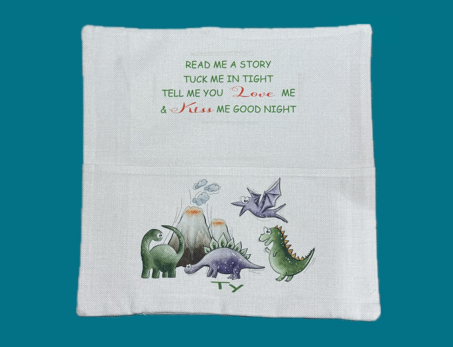 Dinosaur Printed Book Cushion Cover Personalised