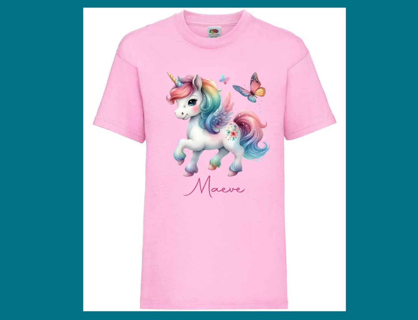Unicorn Personalised T-Shirt Fuchsia/Light Pink