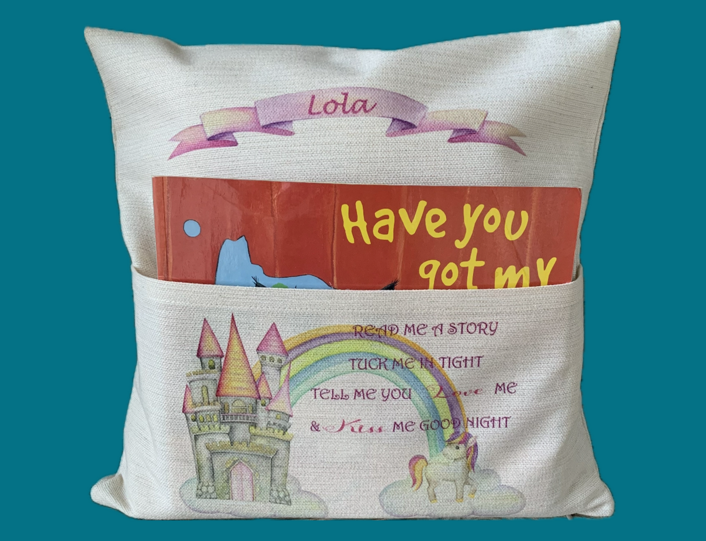 Unicorn Book Cushion Cover Personalised