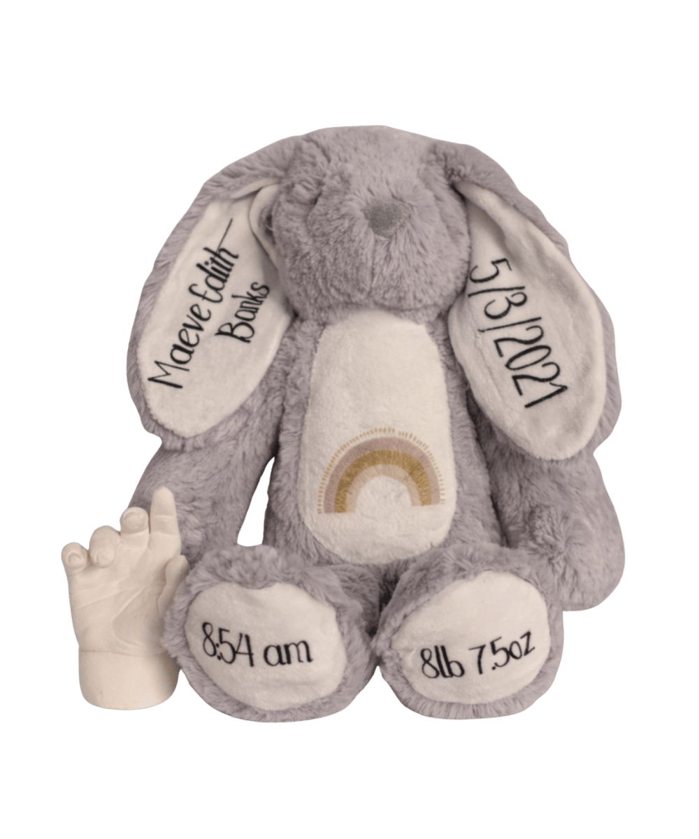 Personalised Printed New Baby Bunny Grey