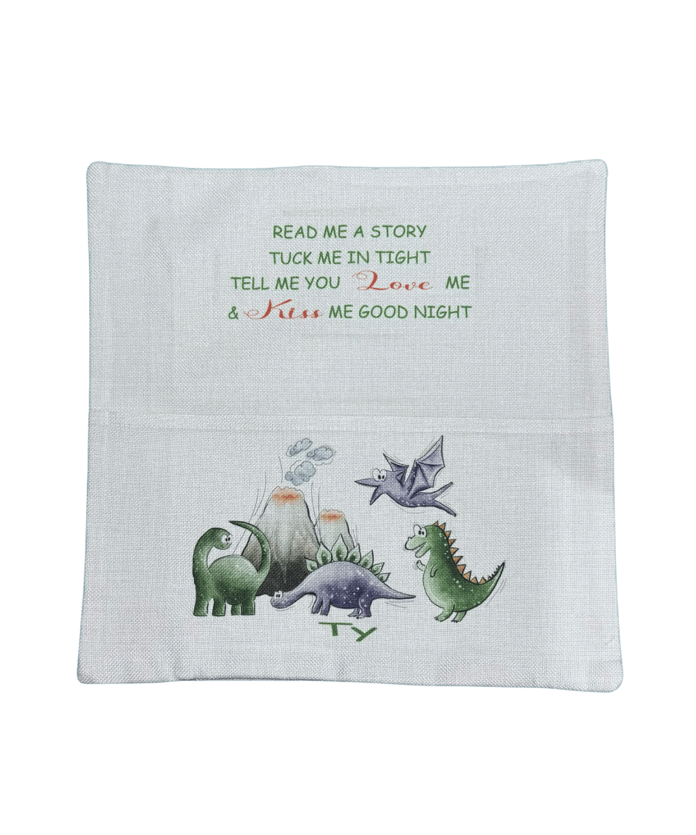 Dinosaur Printed Book Cushion Cover Personalised