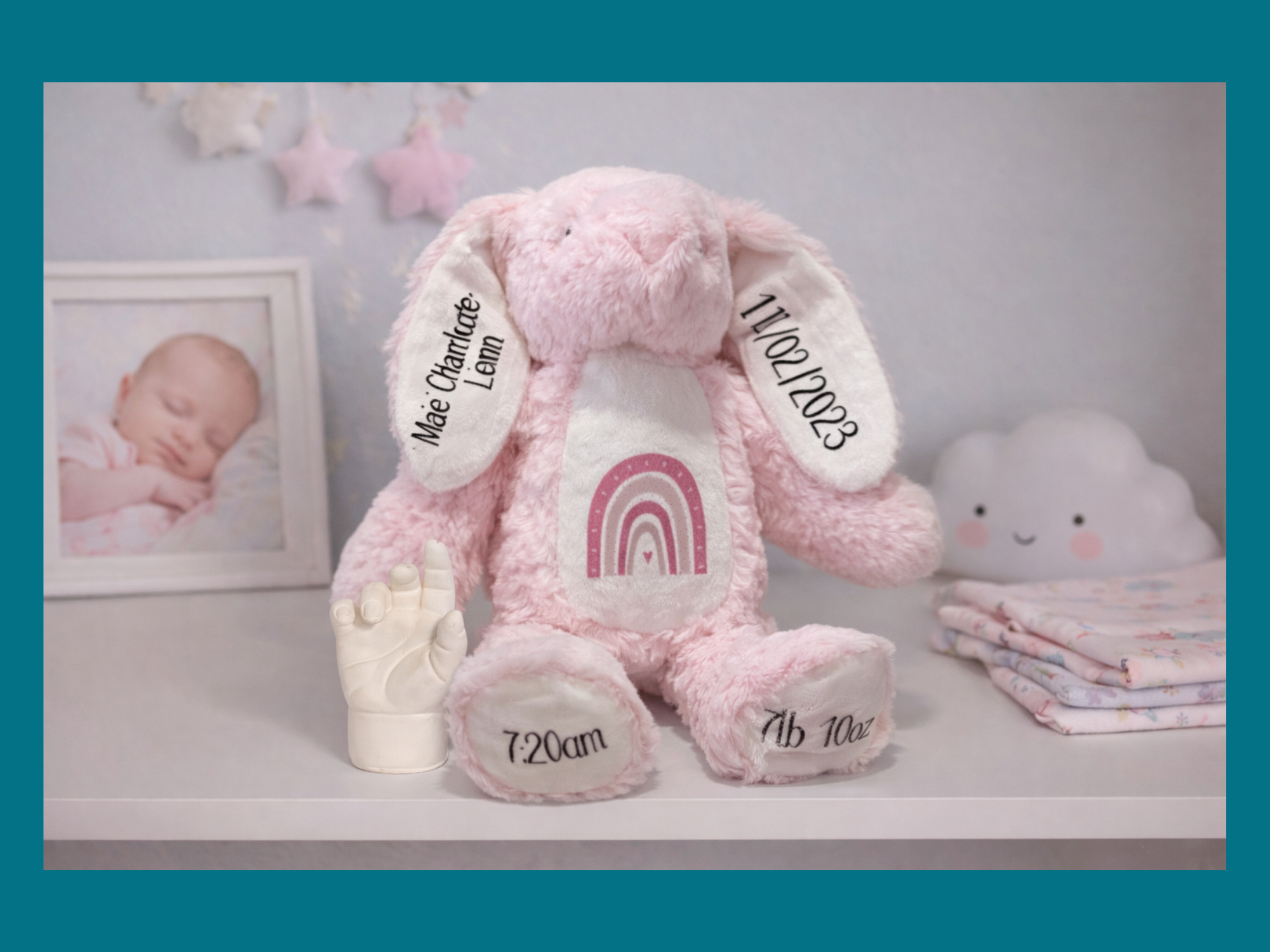Personalised Printed New Baby Bunny Pink