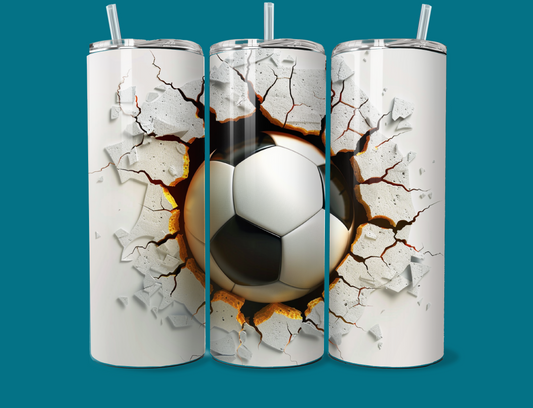 Football Cracked Hole Tumbler 20oz