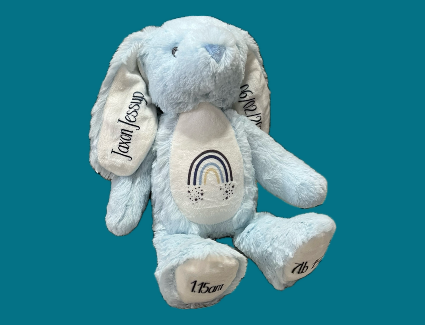 Personalised Printed New Baby Bunny Blue