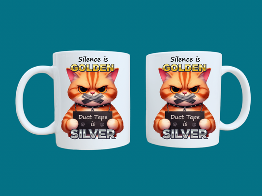 Silence Is Golden,Duct Tape Is Silver (Cat) 11oz Mug