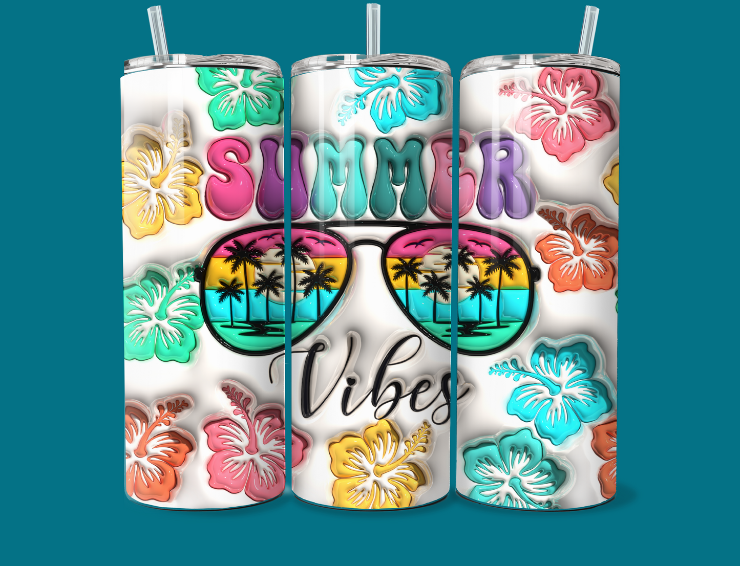Summer Vibes Retro 3D 20oz Tumbler
