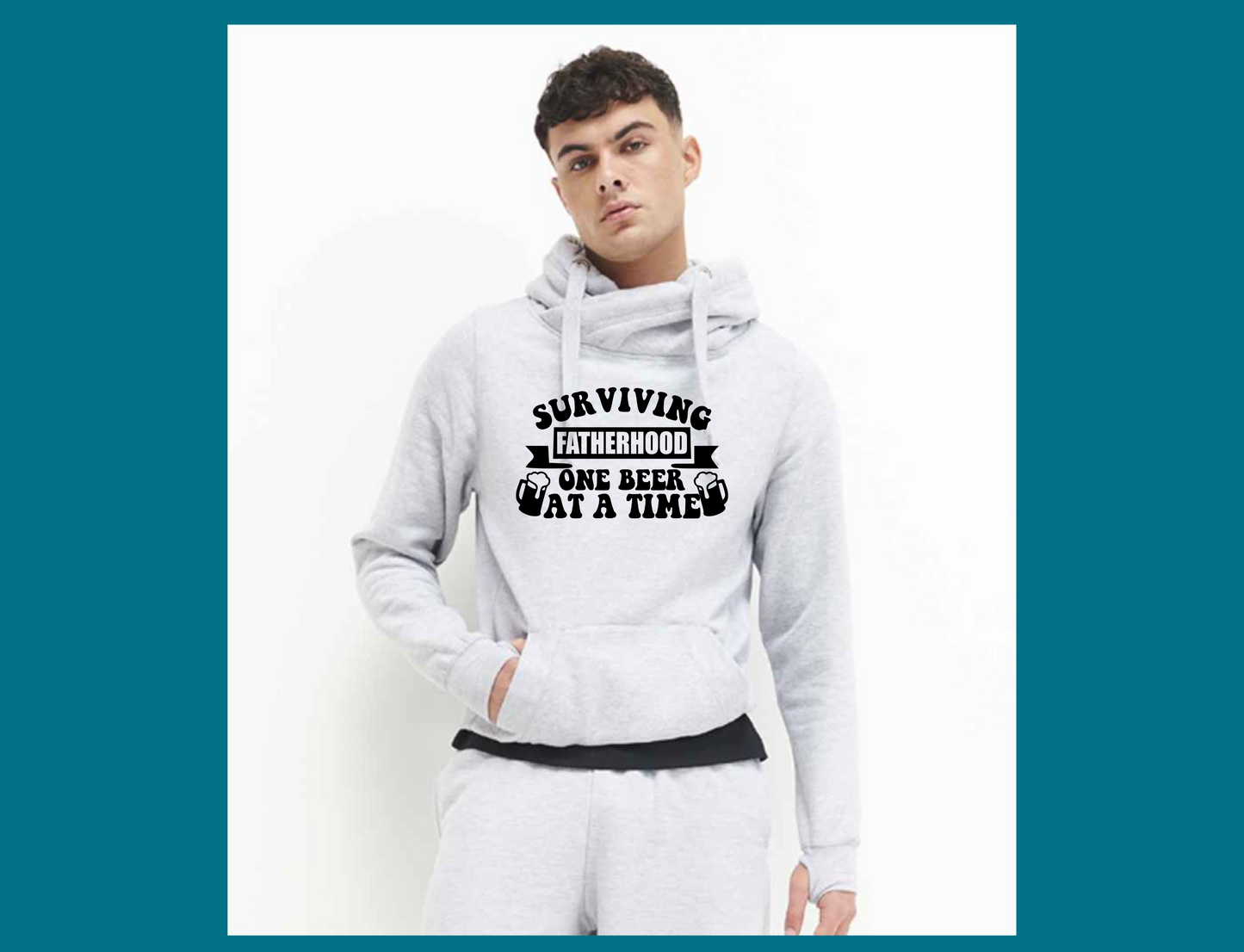 Surviving Fatherhood One Beer At A Time Cross Neck Hoodie