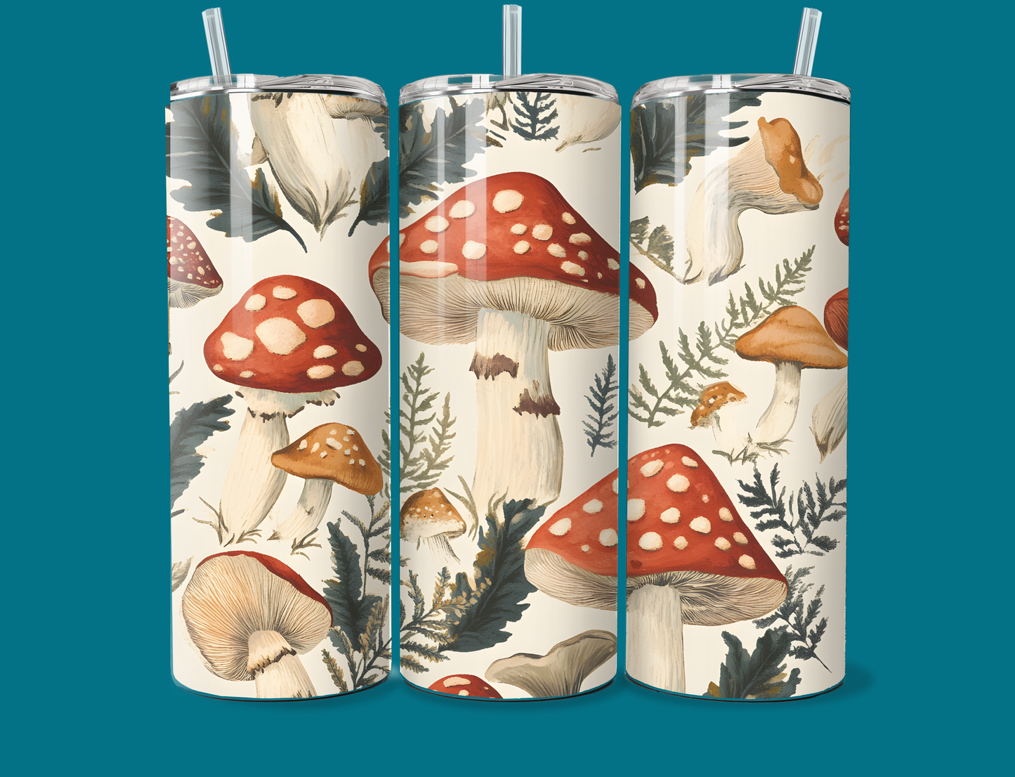 Vintage Mushrooms Tumbler 20oz